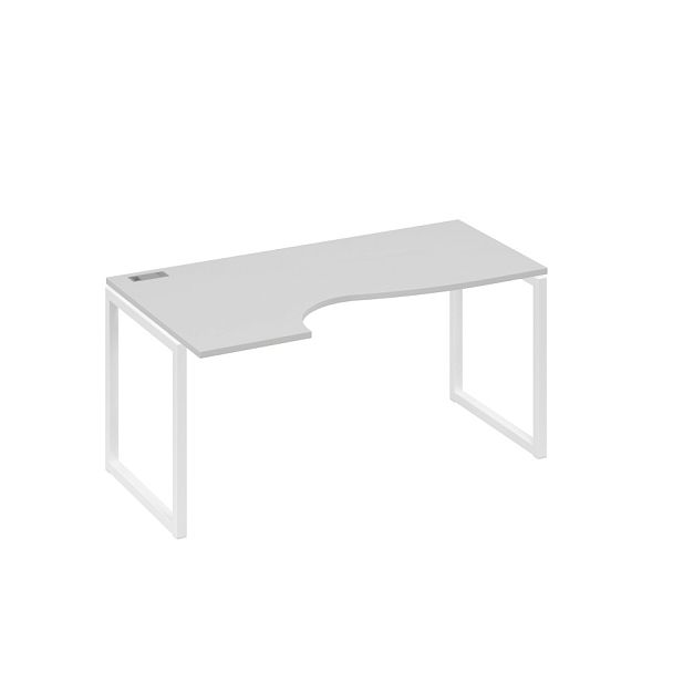Стол эргономичный левый "Классика" на металлокаркасе QUATTRO A4 А4 Б4 045 БП серый / металлокаркас белый - Вид 1