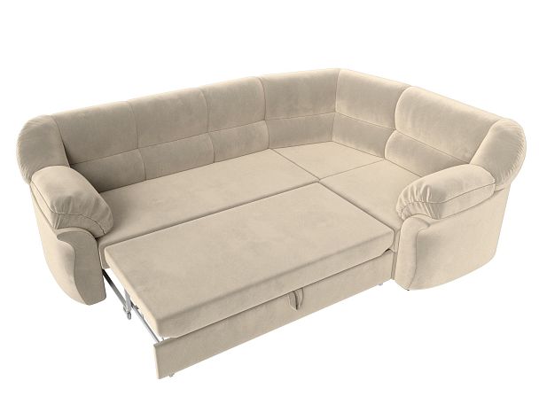 Диван угловой Карнелла правый (полностью микровельвет бежевый) - Вид 7