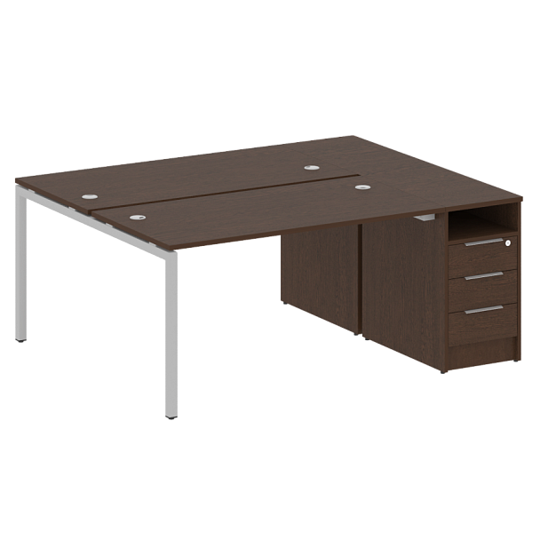 Metal System Quattro Р. ст. с тумбой на П-образном м/к 40БП.РС-СТП-2.3 Венге/Серый металл 1812*1475*750 - Вид 1