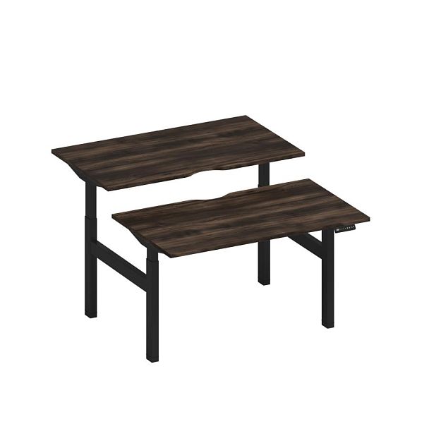 Рабочая станция на электроприводе с вырезами Elevo А2 ЧР 102.2 ДР дуб ристретто/ черный гладкий - Вид 1