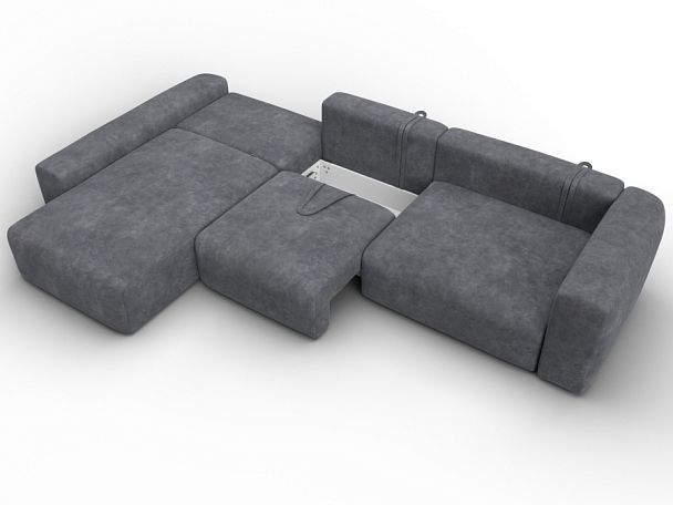 Диван угловой Лига-066 НПБ Лонг угол левый Велюр серый - Вид 9