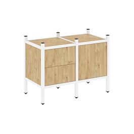 Loft Прямой стеллаж наборный VR.L-01 Тиквуд светлый/Белый металл 862*446*636 - Фото предпросмотра