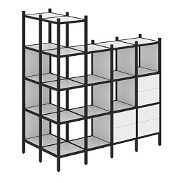 Loft Угловой внешний стеллаж наборный VR.L-57 Белый бриллиант/Чёрный металл 862*1694*1869 - Фото предпросмотра