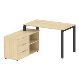 Metal System Р. ст. с тумбой на П-образном м/к БП.РС-СТС-2.2 (L) Акация/Антрацит металл 1300*1520*750 - Фото предпросмотра