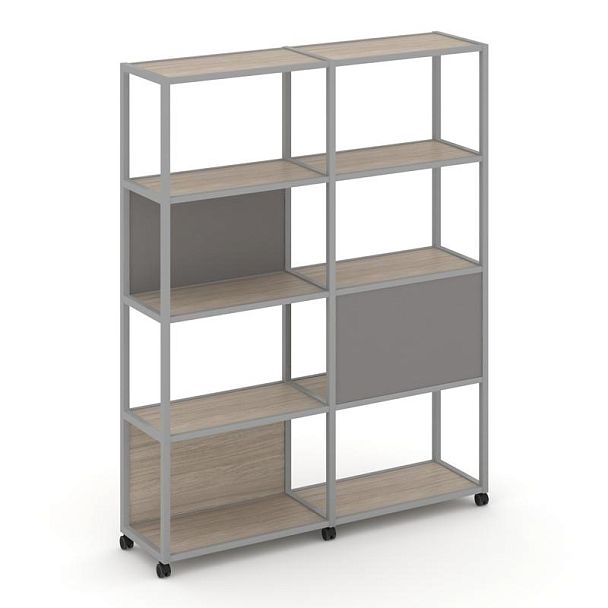 Shelf Mobile Стеллаж 5 уровней 2 секции VR.LT-STK-512.08 Дуб Аттик/Металл Серый/W-11 1570*400*2000 - Вид 1