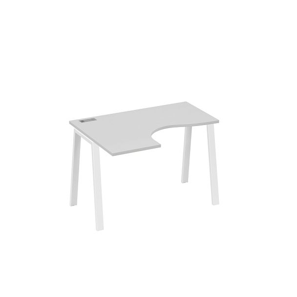 Стол эргономичный левый "Классика" на металлокаркасе TRE A4 А4 Б3 031 БП серый / металлокаркас белый - Вид 1