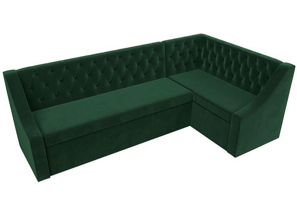 Кухонный угловой диван Мерлин правый (полностью велюр зеленый) - Вид 4