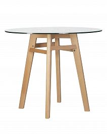 Стол обеденный DOBRIN HENRY`90 GLASS (столешница стекло, деревянное основание) - Фото предпросмотра