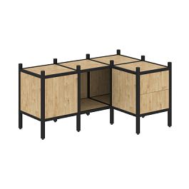 Loft Угловой внутренний стеллаж наборный VR.L-26 Тиквуд светлый/Чёрный металл 1278*862*636 - Фото предпросмотра