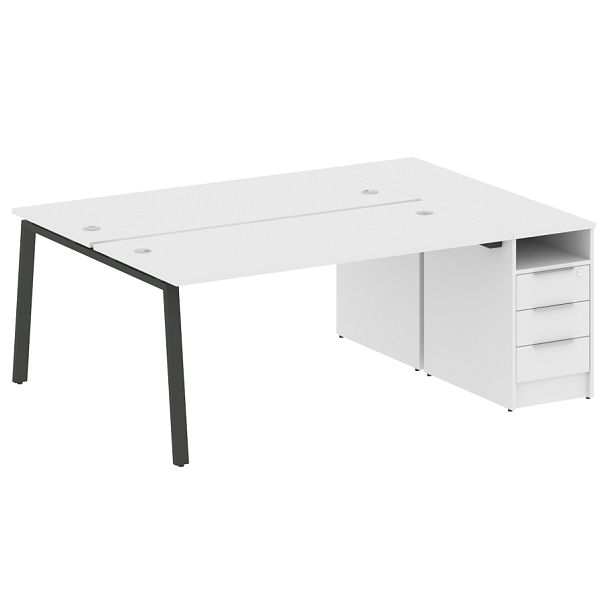 Metal System Р. ст. с тумбой на А-образном м/к БА.РС-СТП-2.4 Белый/Антрацит металл 2012*1475*750 - Вид 1