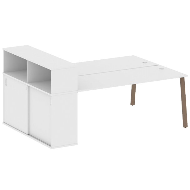 Metal System Р. ст. с шкафом-купе на А-образном м/к БА.РС-СШК-2.5 Т Белый/Мокко металл 2210*1475*1098 - Вид 1