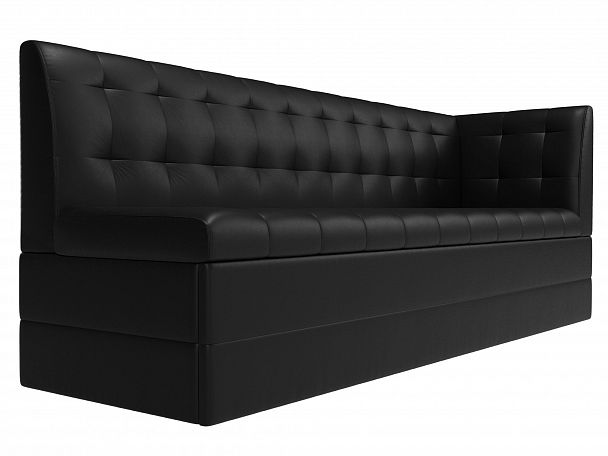 Кухонный диван Бриз с углом (полностью экокожа черная) - Вид 3