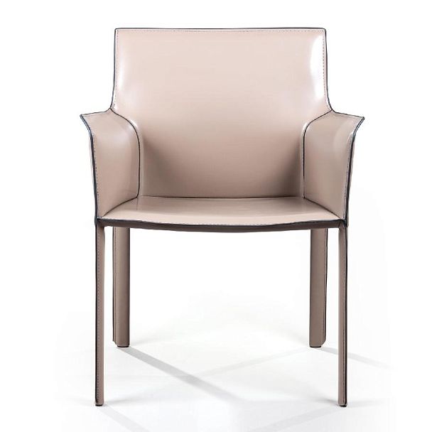 Стул с подлокотниками Barrie, кожа капучино - Вид 2