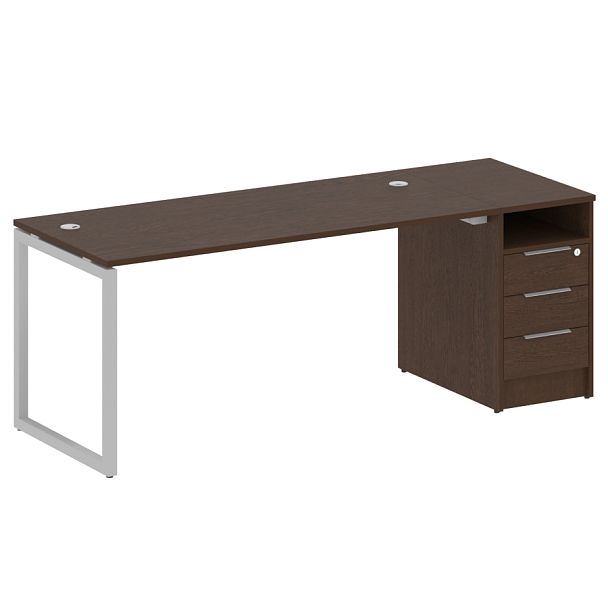 Metal System Quattro Р. ст. с тумбой на О-образном м/к 40БО.РС-СТП-1.4 Венге/Серый металл 2012*720*750 - Вид 1