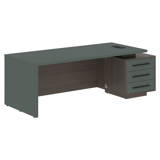 Стол руководителя с тумбой VCT 2290(R) Нефрит/Черный матовый/Дуб Сильвер 2200х900х750 VELION - Вид 1