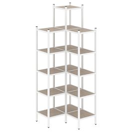 Loft Угловой внутренний стеллаж наборный VR.L-46 Дуб аттик/Белый металл 862*862*2280 - Фото предпросмотра