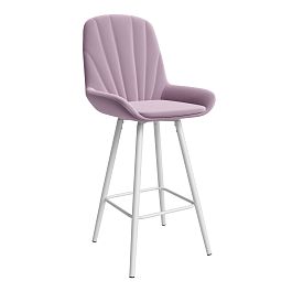 Стул ЮККИ Основание №5 Барный конус Белое Велюр тип 2 Магнолия - Фото предпросмотра
