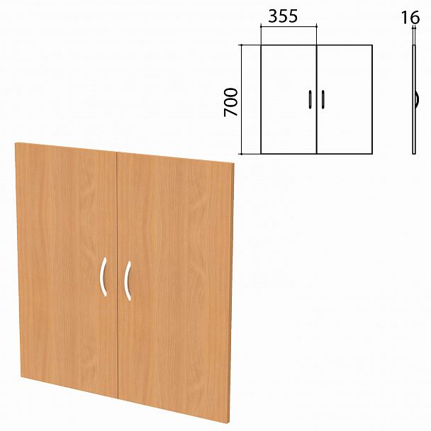 Дверь ЛДСП низкая "Бюджет", КОМПЛЕКТ 2 шт., 355х16х700 мм, груша ароза 336, 402879, 402879-336 - Вид 2