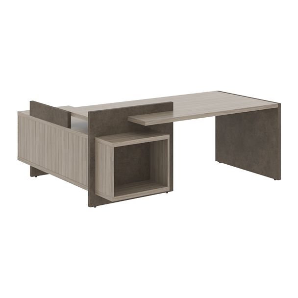 Стол СФ-531212 Дрифтвуд /Бетон чикаго темно-серый 2000х1798х840 WOOD&STONE - Вид 1