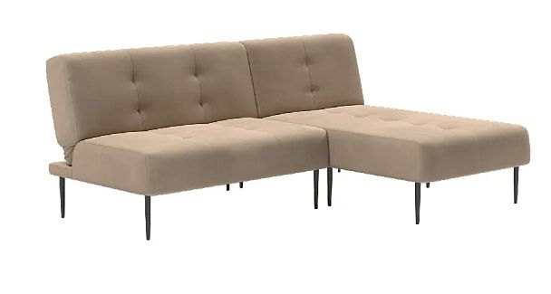 Monaco диван-кровать с шезлонгом, без подлокотников, бархат бежевый 5 - Вид 2