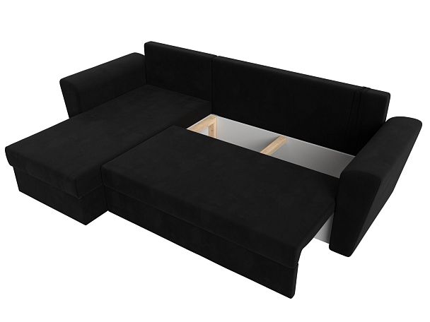 Угловой диван Амстердам Лайт левый (полностью микровельвет черный) - Вид 8