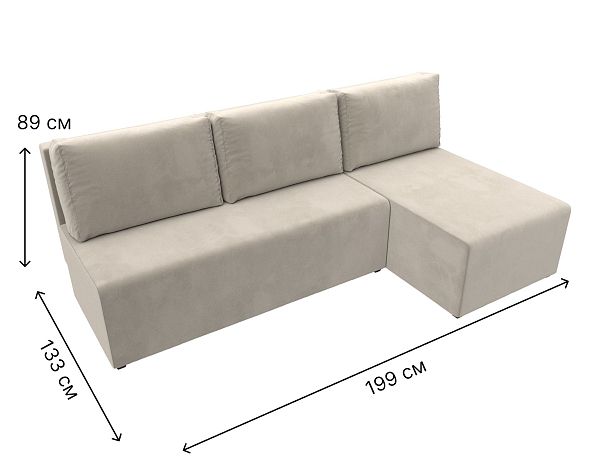 Угловой диван Поло правый (полностью микровельвет бежевый) - Вид 9