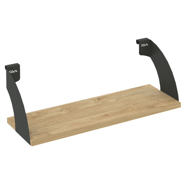 Навесные полки. Кронштейны+ЛДСП полка 600мм MAN-41-6 Тиквуд светлый/Антрацит металл 600*220*200 - Вид 1