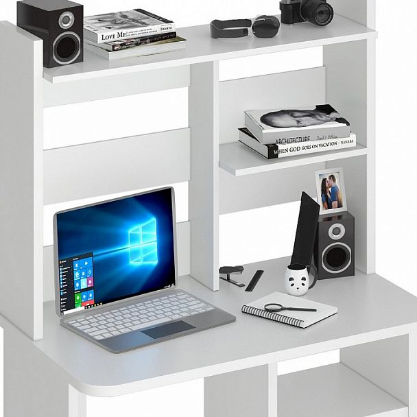 Стол компьютерный Домино Lite СКЛ-Прям100Р+НКЛ-100 Белый - Вид 4