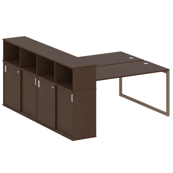 Metal System Quattro Р. ст. с шкафом-купе на О-образном м/к 40БО.РС-СШК-4.4 Т Венге/Мокко металл 2010*2332*1098 - Вид 1