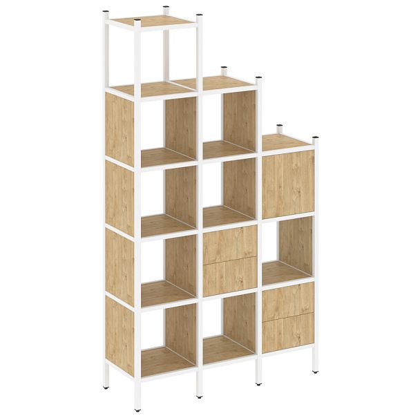 Loft Прямой стеллаж наборный VR.L-21 Тиквуд светлый/Белый металл 1278*446*2280 - Вид 1