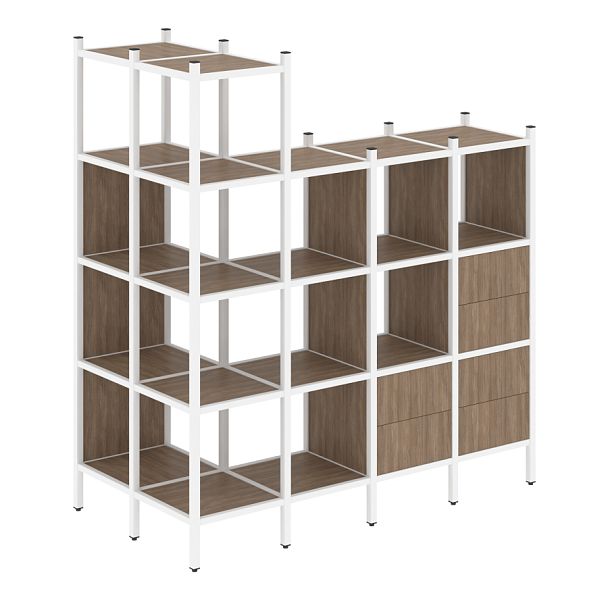 Loft Угловой внешний стеллаж наборный VR.L-57 Дуб аризона/Белый металл 862*1694*1869 - Вид 1