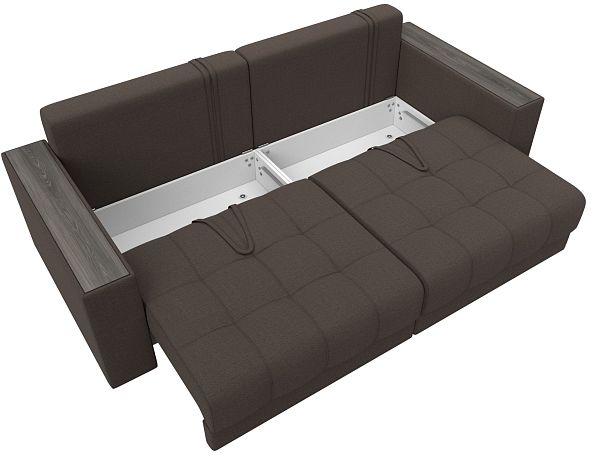 Диван прямой с декором Лига-049 НПБ Рогожка коричневый - Вид 8