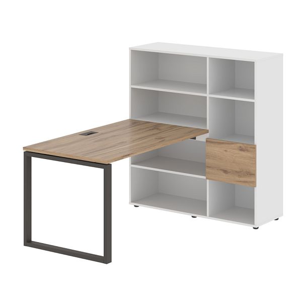 Стол-стеллаж EQRST 1213 Дуб Денвер светлый/Мокко/Белый 1790х1250х1355 EDIS - Вид 1