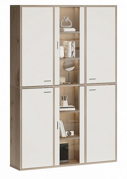 Шкаф-витрина Домино СУ(ш3в2)+4ФГ+2ФС Белый/Нельсон - Вид 2