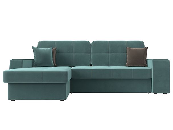 Угловой диван Брюссель левый (полностью Велюр бирюзовый) - Вид 2