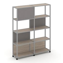 Shelf Mobile Стеллаж 5 уровней 2 секции VR.LT-STK-514.08 Дуб Аттик/Металл Серый/W-11 1570*400*2000 - Фото предпросмотра