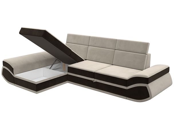 Диван угловой Лига-032 левый угол Микровельвет бежевый - Вид 8