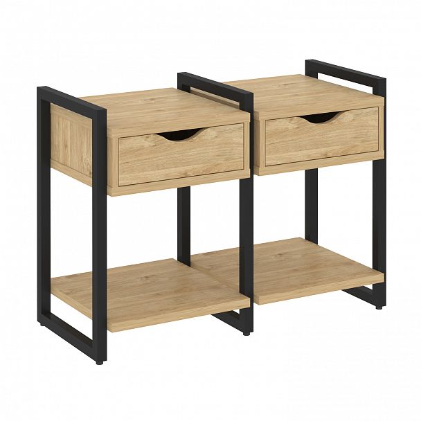 Тумба на опорах наборная "Loft" VR.L-TN-1.O тиквуд светлый/черный - Вид 1