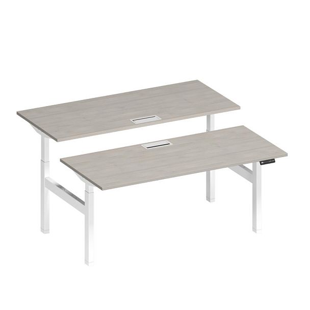 Рабочая станция на электроприводе с заглушками Elevo А2 БГ 104 ДШ дуб шамони/ белый гладкий - Вид 1