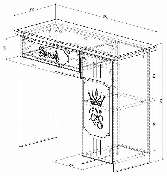 Стол туалетный ДримСтар ДС-2 - Вид 4