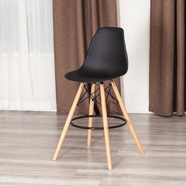 Стул барный Синди Бар Чаир/Cindy Bar Chair (мод.80-1)/1 шт. в упаковке, дерево бук/металл/пластик, Black (Черный) 3010/ натуральный - Вид 10