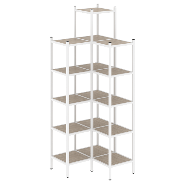 Loft Угловой внутренний стеллаж наборный VR.L-46 Дуб аттик/Белый металл 862*862*2280 - Вид 1