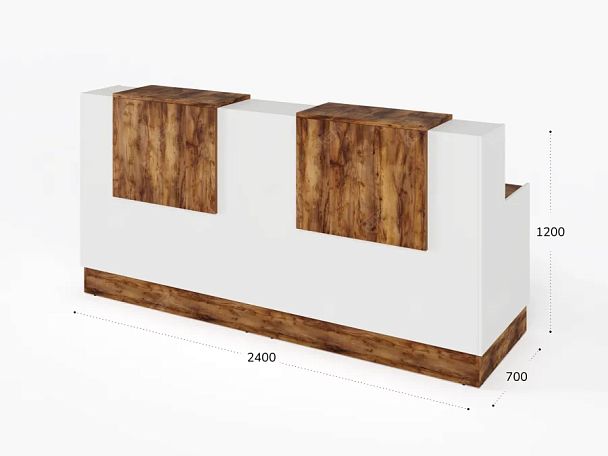 RTD085-240-SH ТАНДЕМ / TANDEM Стойка ресепшн 2-240 2400х700х1200 Таксония шоколадная - Вид 3