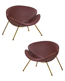 Набор 2 шт Кресло дизайнерское DOBRIN EMILY (коричневый винил YP5, золотое основание) - Фото предпросмотра