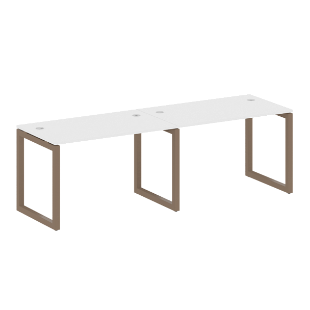 Metal System Quattro Р. ст. на 2 раб. места на О-образном м/к 50БО.СМ-2.2 Белый/Мокко металл 2400*720*750 - Вид 1