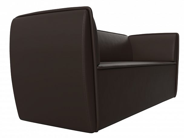 Прямой диван Бергамо 3-х местный (полностью экокожа коричневая) - Вид 3