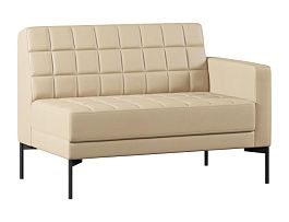 Модуль Everprof Delta с подлокотником двухместный левый Металл Черный Экокожа Бежевый - Фото предпросмотра