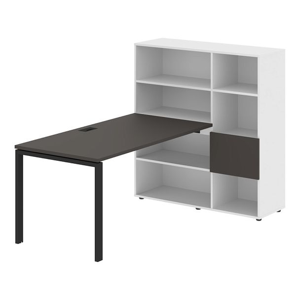 Стол-стеллаж EURST 1215 Мокко/Черный/Белый 1990х1250х1355 EDIS - Вид 1