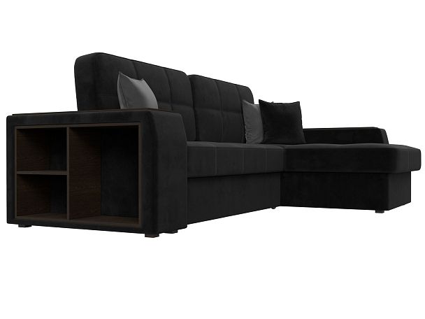 Угловой диван Брюссель правый (полностью велюр черный) - Вид 3