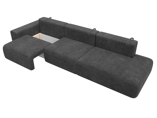 Диван прямой Лига-036 НПБ Модерн Лонг подлокотник слева Велюр серый - Вид 7